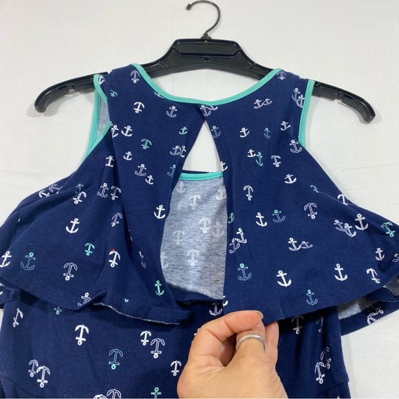 SO Maxi Stretch Dress Tank top sleeves anchor pattern Casual dress size 16 - Picture 5 of 14